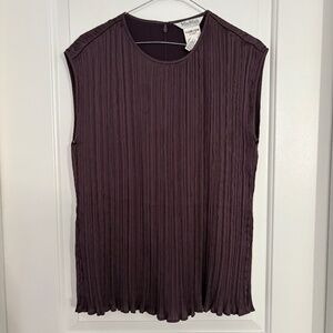 Max Mara Plissé-Pleated Yarn T-Shirt Chocolate Brown Women’s Size 6